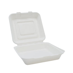 10" Bagasse Clamshell Meal Box - 200pk